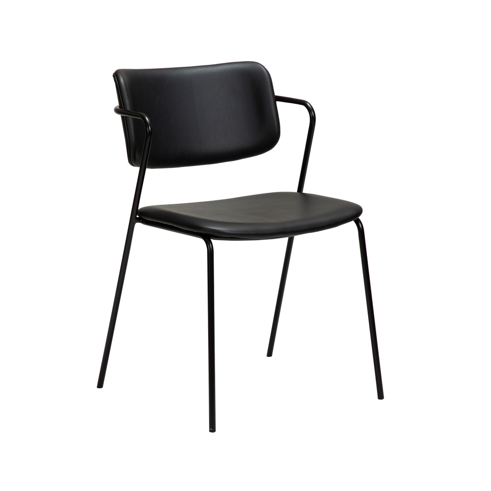 Danform_Zed_chair_ravintolatuoli_kahvilatuoli_keinonahka_vintage_black_käsinojallinen_putkijaloilla_01 - Edella Dan-Form Zed Chair tuoli keinonahka