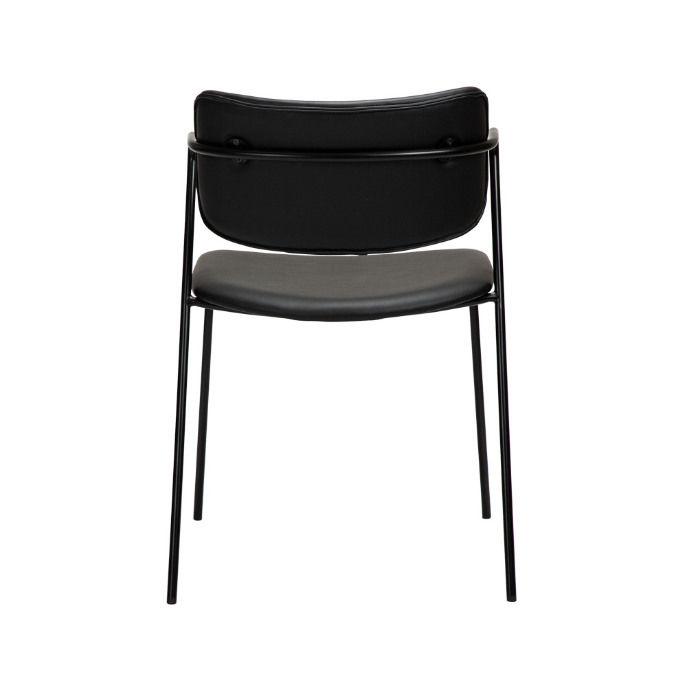 Danform_Zed_chair_ravintolatuoli_kahvilatuoli_keinonahka_vintage_black_käsinojallinen_putkijaloilla_04 - Edella Dan-Form Zed Chair tuoli keinonahka