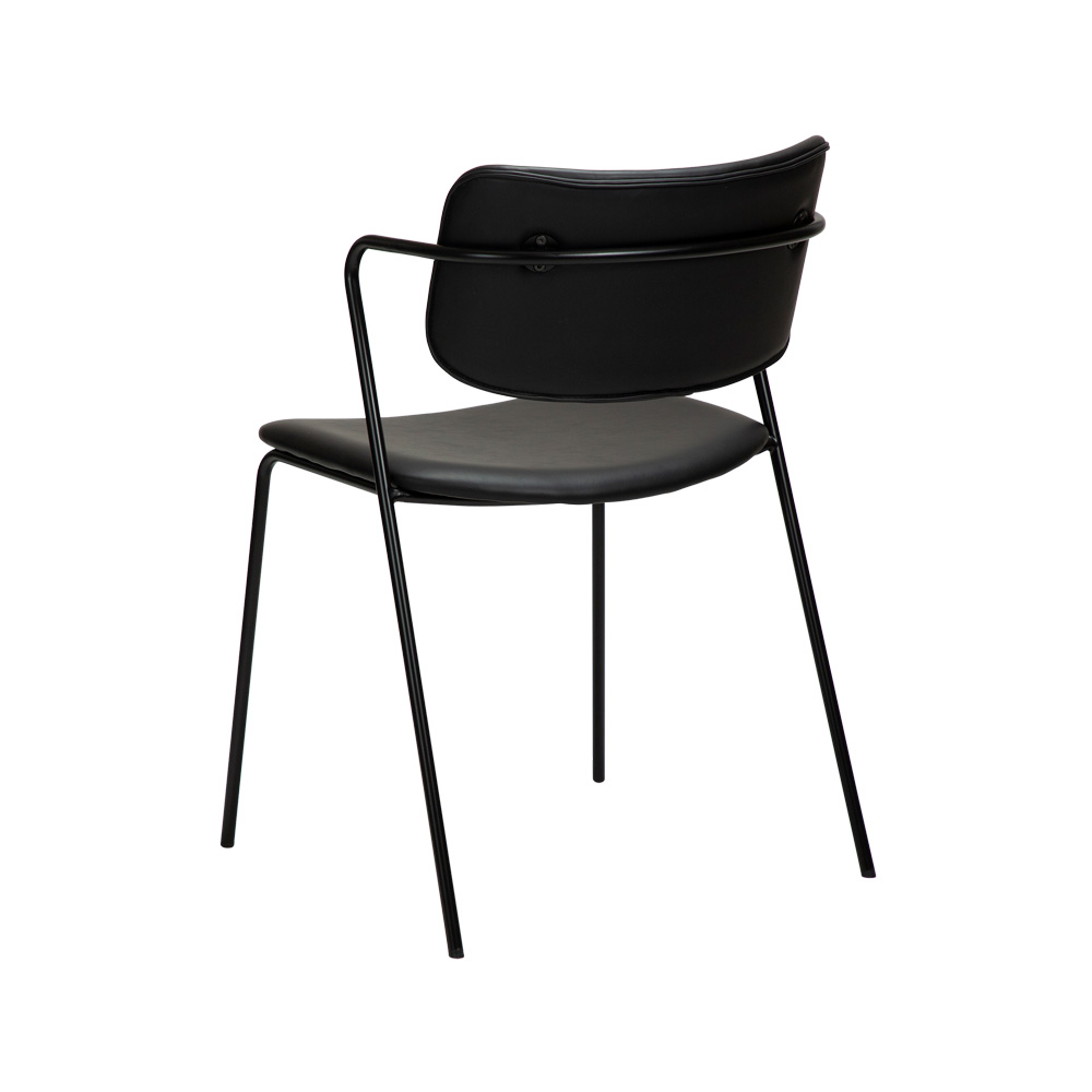 Danform_Zed_chair_ravintolatuoli_kahvilatuoli_keinonahka_vintage_black_käsinojallinen_putkijaloilla_05 - Edella Dan-Form Zed Chair tuoli keinonahka