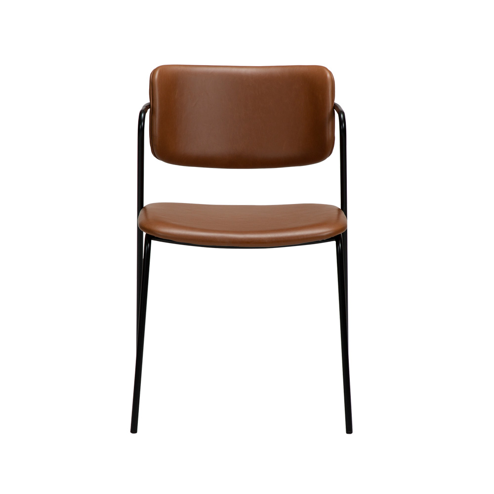 Danform_Zed_chair_ravintolatuoli_kahvilatuoli_keinonahka_vintage_light_brown_käsinojallinen_putkijaloilla_02 - Edella Dan-Form Zed Chair tuoli keinonahka