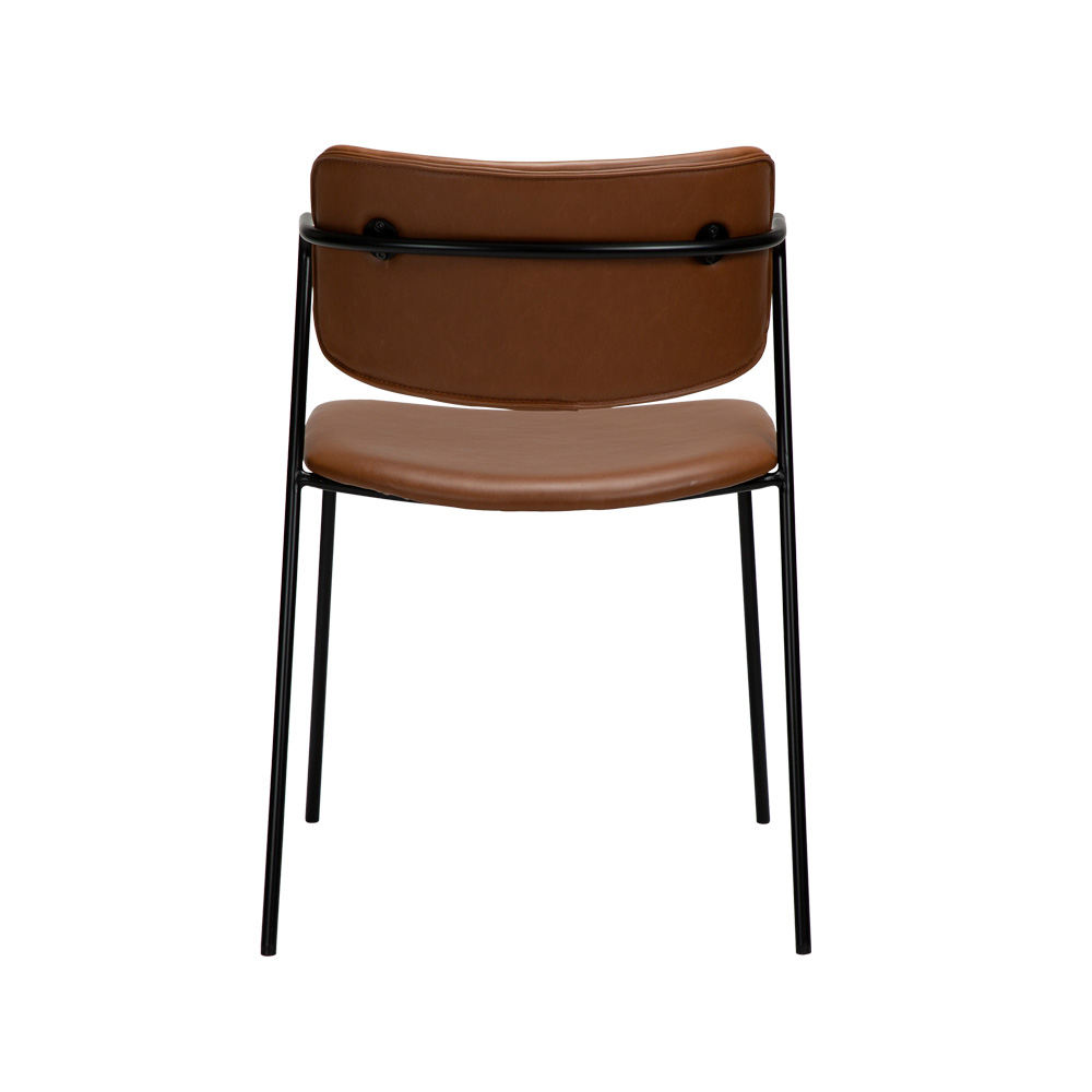 Danform_Zed_chair_ravintolatuoli_kahvilatuoli_keinonahka_vintage_light_brown_käsinojallinen_putkijaloilla_04 - Edella Dan-Form Zed Chair tuoli keinonahka