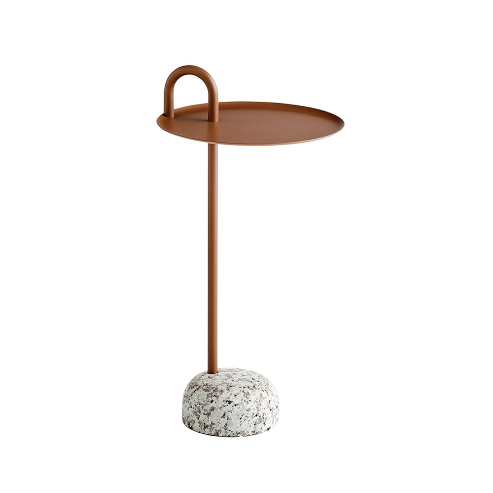 Hay_BOWLER_pale_brown_sivupöytä_sohvapöytä_ruskea_kansi_graniittikivi_jalalla_01 - Edella Hay Bowler sivupöytä