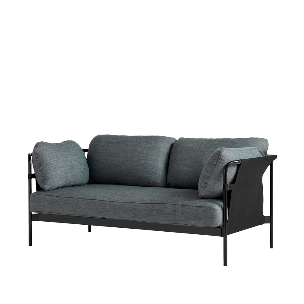 Hay_CAN_2-SEATER_kahden_istuttava_beige_sininen-musta_kangas_mustat_putkijalat_01 - Edella Hay Can 2-seater sohva