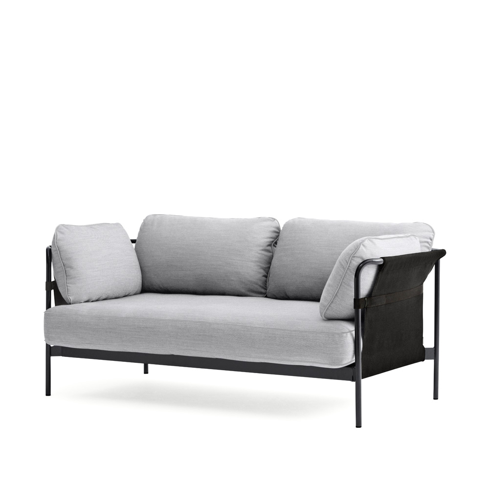 Hay_CAN_2-SEATER_kahden_istuttava_sohva_harmaa-musta _kangas_mustat_putkijalat_01 - Edella Hay Can 2-seater sohva