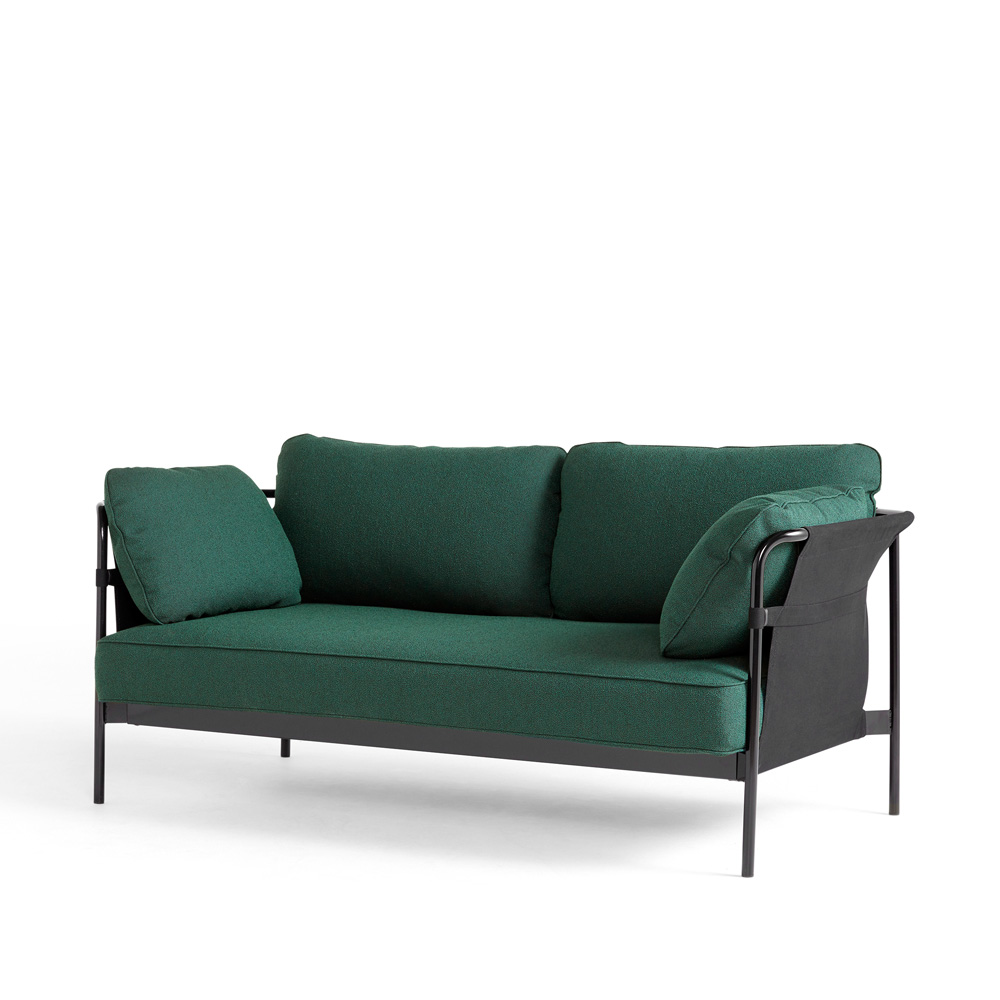 Hay_CAN_2-SEATER_kahden_istuttava_sohva_metsänvihreä-musta _kangas_mustat_putkijalat_01 - Edella Hay Can 2-seater sohva
