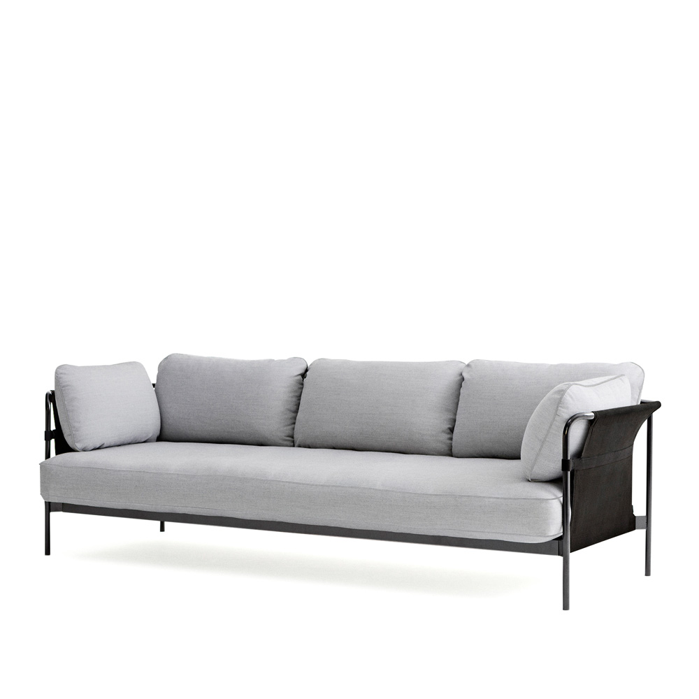 Hay_CAN_3-SEATER_kolmen_istuttava_sohva_harmaa-musta _kangas_mustat_putkijalat_01 - Edella Hay Can 3-seater sohva