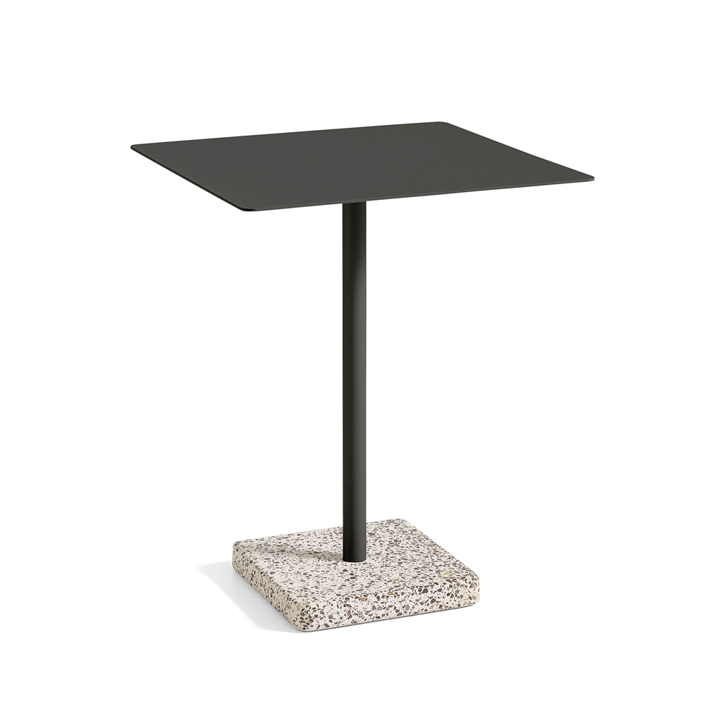 Hay_Terrazzo_Table_Square_60x60_Grey_base_Anthracite_tabletop_01 - Edella Hay Terrazzo Table neliö pöytä (60x60 cm)