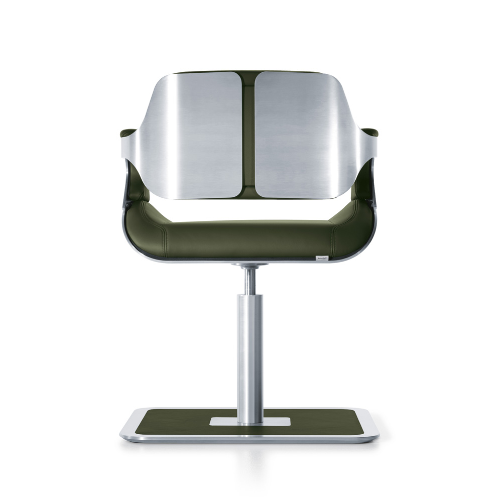 Interstuhl_Silver_810S_nojatuoli_aulatuoli_loungetuoli_neuvottelutuoli_kokoustuoli_asiakastuoli_harjattu_alumiini_oliivi_nahka_03 - Edella Interstuhl Silver 810S nojatuoli
