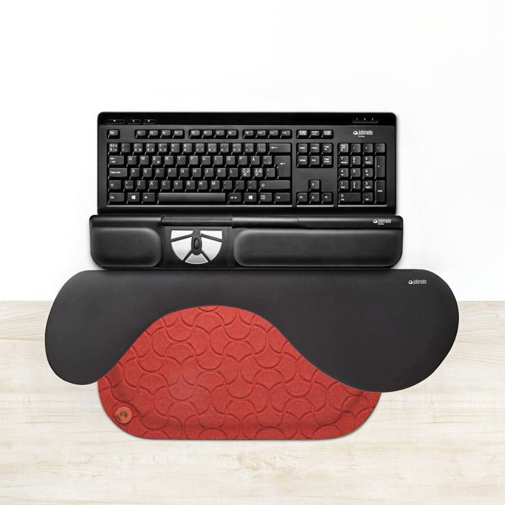 Jobmate_Arm_Rest_Advance_Plus_keinonahka_ergonominen_kyynärtuki_rannetuki_työpöytään_näppäimistölle_03 - Edella Matting Jobmate Armrest Advance kyynärtuki keinonahka