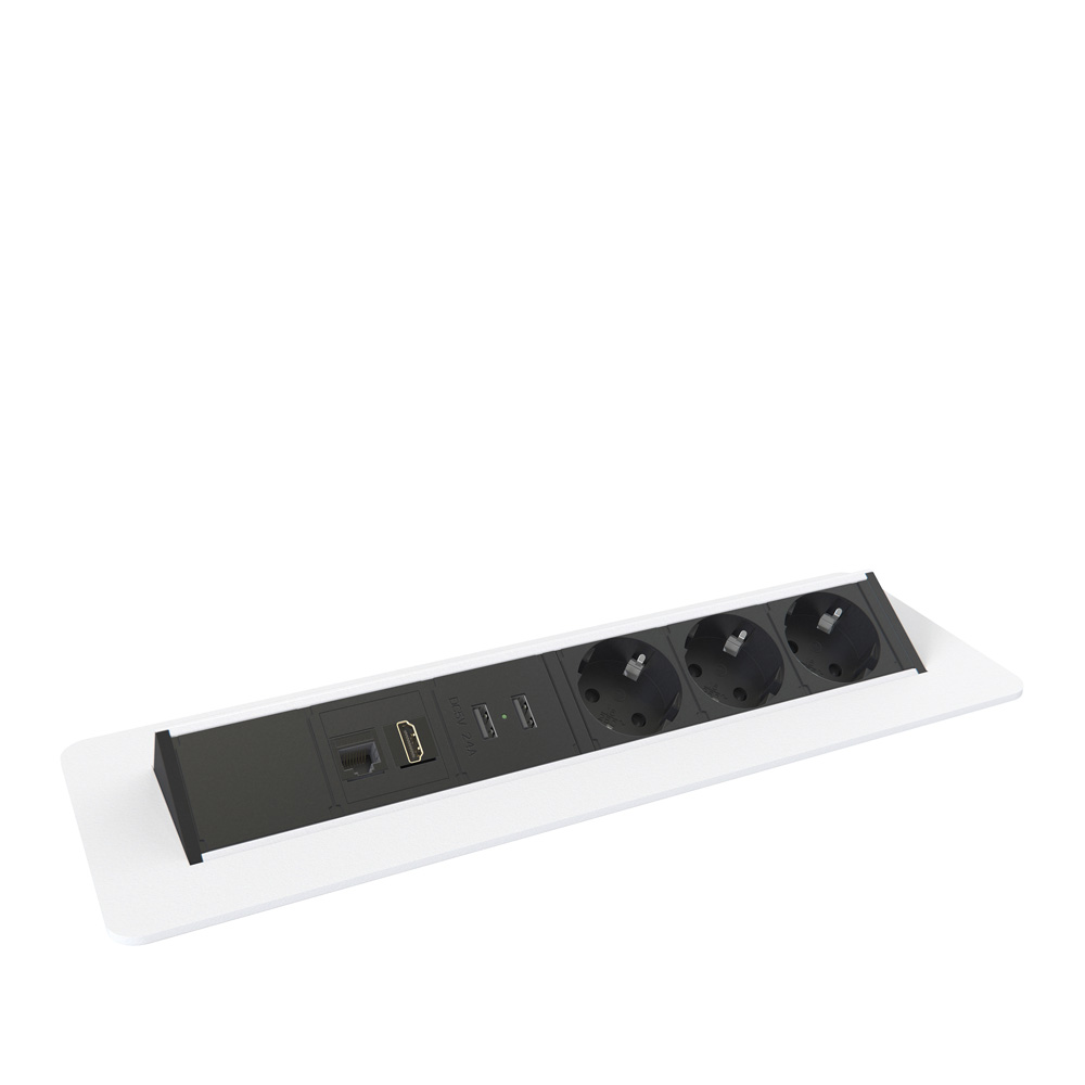 Kondator_Axessline_QuickBox-3Power_2USB_1Data_1HDMI_pistorasialuukku_jatkojohto_pöytäpistorasia_neuvottelu_työpöytään_05 - Edella Forming Function Axessline QuickBox F400 pistorasialuukku