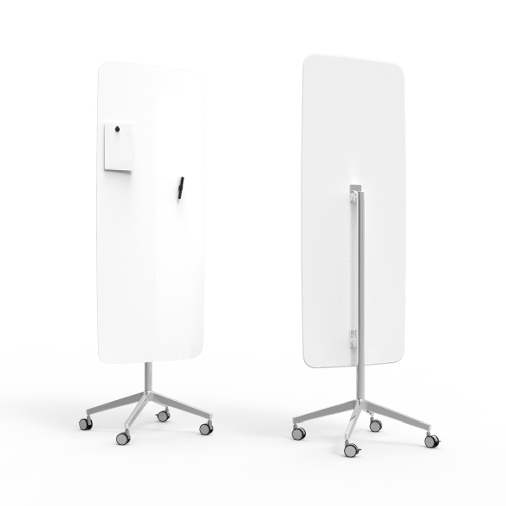 Lintex_Flow_mobile_lasitaulu_valkotaulu_kirjoitustaulu_magneettinen_kromi_jaloilla_pyörillä_liikuteltava_siirrettävä_12 - Edella Lintex Flow Mobile 650 x 1960 mm siirreltävä lasitaulu