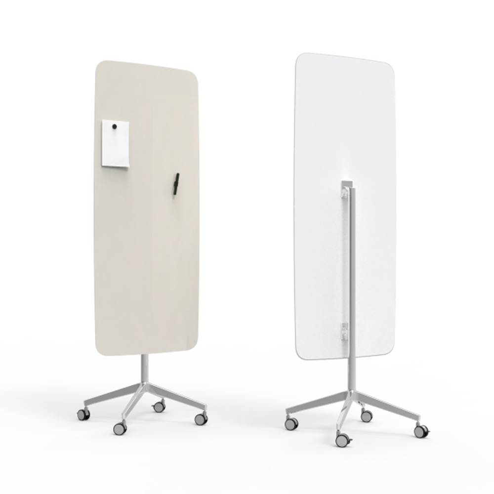 Lintex_Flow_mobile_lasitaulu_valkotaulu_kirjoitustaulu_magneettinen_kromi_jaloilla_pyörillä_liikuteltava_siirrettävä_13 - Edella Lintex Flow Mobile 650 x 1960 mm siirreltävä lasitaulu