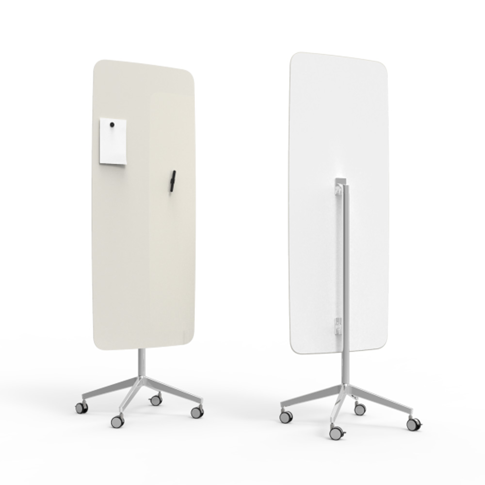 Lintex_Flow_mobile_lasitaulu_valkotaulu_kirjoitustaulu_magneettinen_kromi_jaloilla_pyörillä_liikuteltava_siirrettävä_14 - Edella Lintex Flow Mobile 650 x 1960 mm siirreltävä lasitaulu