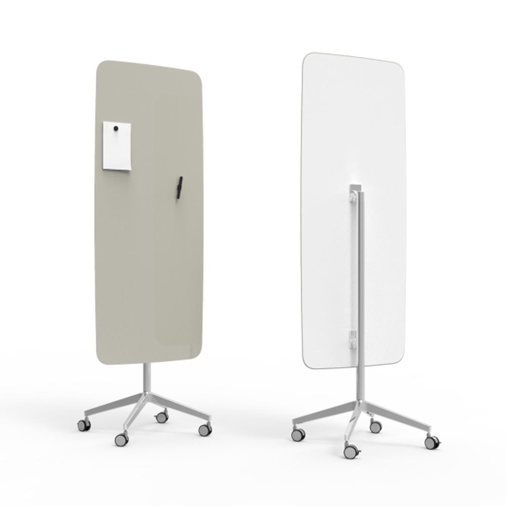Lintex_Flow_mobile_lasitaulu_valkotaulu_kirjoitustaulu_magneettinen_kromi_jaloilla_pyörillä_liikuteltava_siirrettävä_15 - Edella Lintex Flow Mobile 650 x 1960 mm siirreltävä lasitaulu