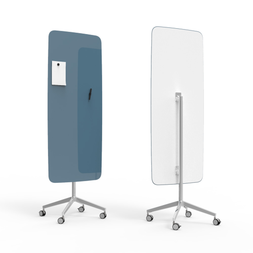 Lintex_Flow_mobile_lasitaulu_valkotaulu_kirjoitustaulu_magneettinen_kromi_jaloilla_pyörillä_liikuteltava_siirrettävä_18 - Edella Lintex Flow Mobile 650 x 1960 mm siirreltävä lasitaulu