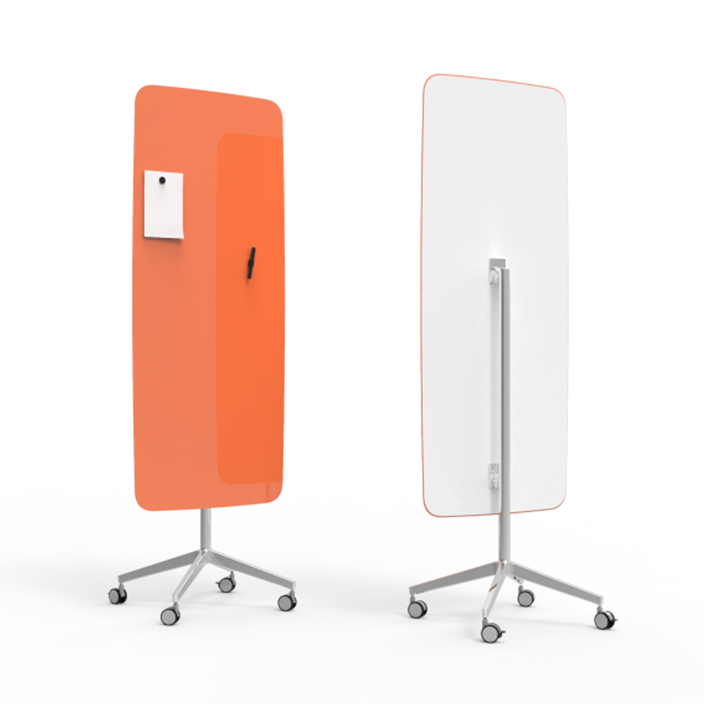 Lintex_Flow_mobile_lasitaulu_valkotaulu_kirjoitustaulu_magneettinen_kromi_jaloilla_pyörillä_liikuteltava_siirrettävä_20 - Edella Lintex Flow Mobile 650 x 1960 mm siirreltävä lasitaulu