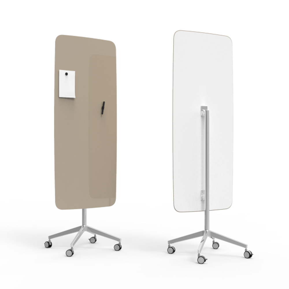 Lintex_Flow_mobile_lasitaulu_valkotaulu_kirjoitustaulu_magneettinen_kromi_jaloilla_pyörillä_liikuteltava_siirrettävä_21 - Edella Lintex Flow Mobile 650 x 1960 mm siirreltävä lasitaulu
