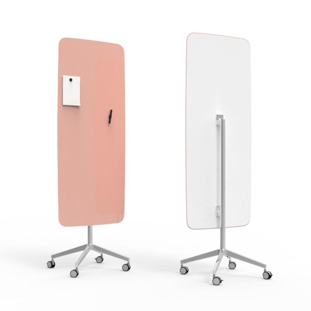 Lintex_Flow_mobile_lasitaulu_valkotaulu_kirjoitustaulu_magneettinen_kromi_jaloilla_pyörillä_liikuteltava_siirrettävä_23 - Edella Lintex Flow Mobile 650 x 1960 mm siirreltävä lasitaulu