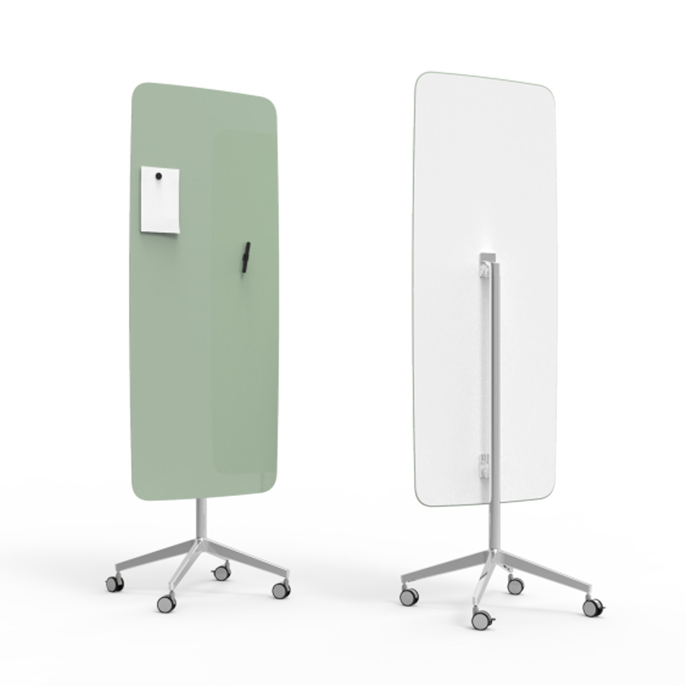 Lintex_Flow_mobile_lasitaulu_valkotaulu_kirjoitustaulu_magneettinen_kromi_jaloilla_pyörillä_liikuteltava_siirrettävä_26 - Edella Lintex Flow Mobile 650 x 1960 mm siirreltävä lasitaulu