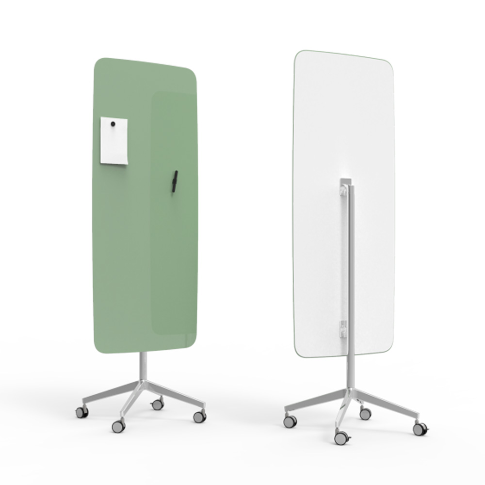 Lintex_Flow_mobile_lasitaulu_valkotaulu_kirjoitustaulu_magneettinen_kromi_jaloilla_pyörillä_liikuteltava_siirrettävä_27 - Edella Lintex Flow Mobile 650 x 1960 mm siirreltävä lasitaulu