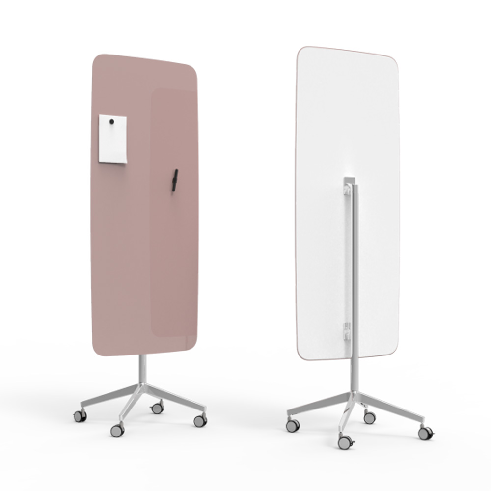 Lintex_Flow_mobile_lasitaulu_valkotaulu_kirjoitustaulu_magneettinen_kromi_jaloilla_pyörillä_liikuteltava_siirrettävä_32 - Edella Lintex Flow Mobile 650 x 1960 mm siirreltävä lasitaulu