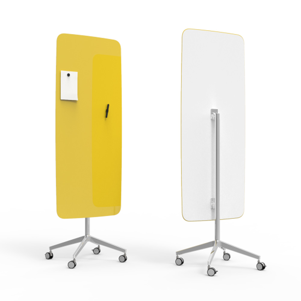 Lintex_Flow_mobile_lasitaulu_valkotaulu_kirjoitustaulu_magneettinen_kromi_jaloilla_pyörillä_liikuteltava_siirrettävä_33 - Edella Lintex Flow Mobile 650 x 1960 mm siirreltävä lasitaulu