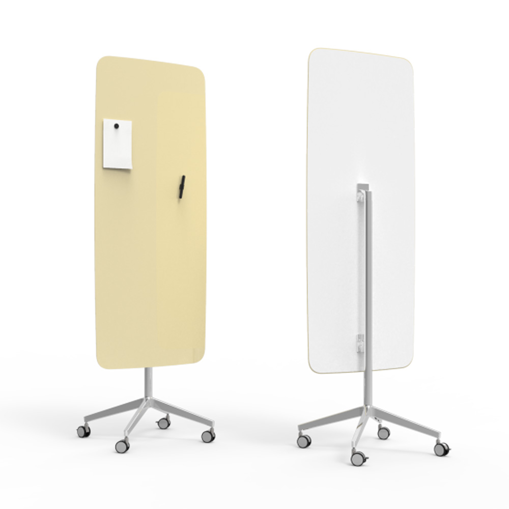 Lintex_Flow_mobile_lasitaulu_valkotaulu_kirjoitustaulu_magneettinen_kromi_jaloilla_pyörillä_liikuteltava_siirrettävä_34 - Edella Lintex Flow Mobile 650 x 1960 mm siirreltävä lasitaulu