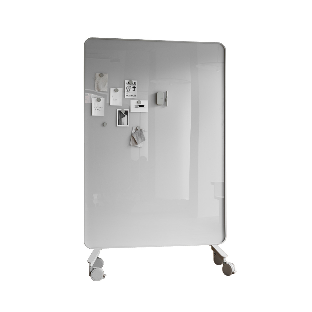 Lintex_Frame_mobile_lasitaulu_kirjoitustaulu_puukehyksellä_tammi_puujaloilla_pyörillä_liikuteltava_siirrettävä_04 - Edella Lintex Frame Mobile 1200 x 1960 mm siirreltävä kaksipuolinen lasitaulu harmaa