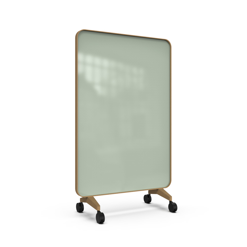 Lintex_Frame_mobile_lasitaulu_kirjoitustaulu_puukehyksellä_tammi_puujaloilla_pyörillä_liikuteltava_siirrettävä_23 - Edella Lintex Frame Mobile 1200 x 1960 mm siirreltävä kaksipuolinen lasitaulu tammi