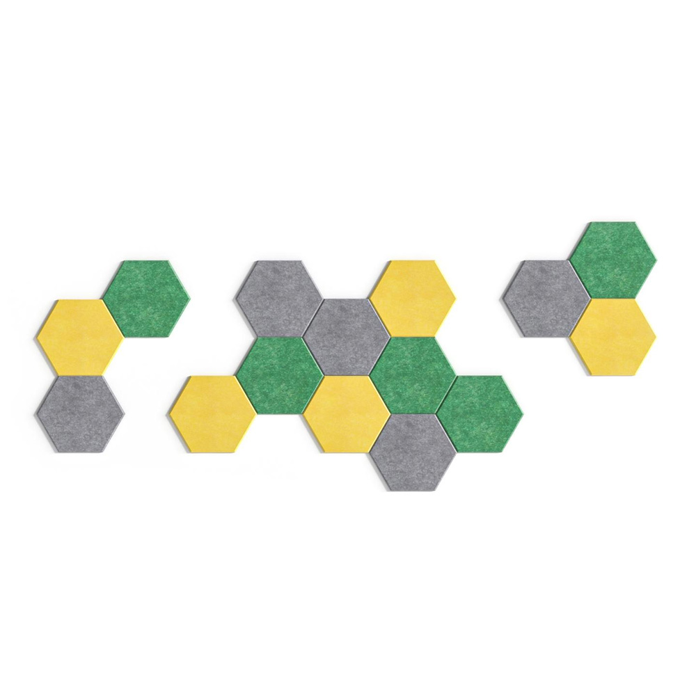 Narbutas_Acoustic_Artwork_Tiles_Hexagon_akustiikkapaneelit_seinälle_akustiset_akustoivat_seinäpaneelit_Pet-huopa_02 - Edella Narbutas Acoustic Artwork Tiles Hexagon akustoiva seinäpaneeli (3 kpl)