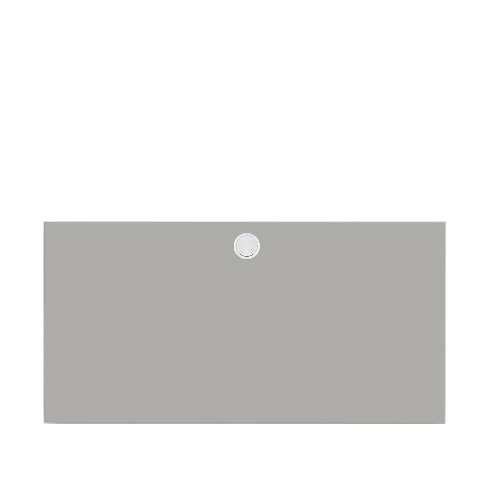 Narbutas_Pearl_grey_vaaleanharmaa_melamiinipintainen_työpöydän_sähköpöydän_kansi_läpivientiholkki_läpivientireikä_keskellä_01 - Edella Narbutas Pearl Grey työpöydän kansi läpivientiholkilla