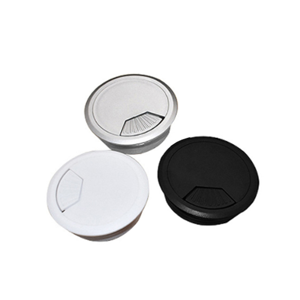 Narbutas_Pyöreät_muoviset_läpivientiholkit_työpöytään_pöydän_kanteen_sähköpöytään_värit_01 - Edella Narbutas White työpöydän kansi läpivientiholkilla