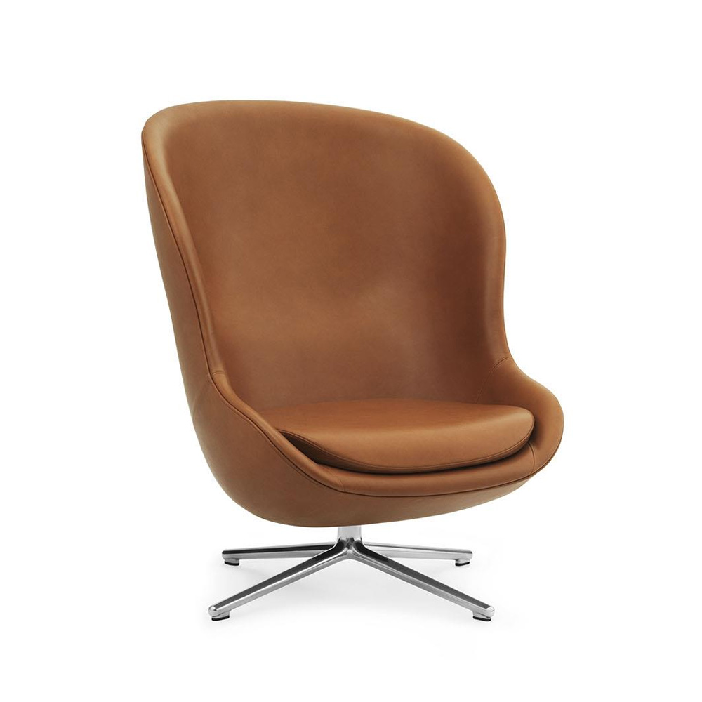 NormannCopenhagen_Hyg_Lounge_Chair_High_Swivel_Alu_Ultra_Leather_01 - Edella Normann Copenhagen Hyg Lounge Chair High Swivel nojatuoli