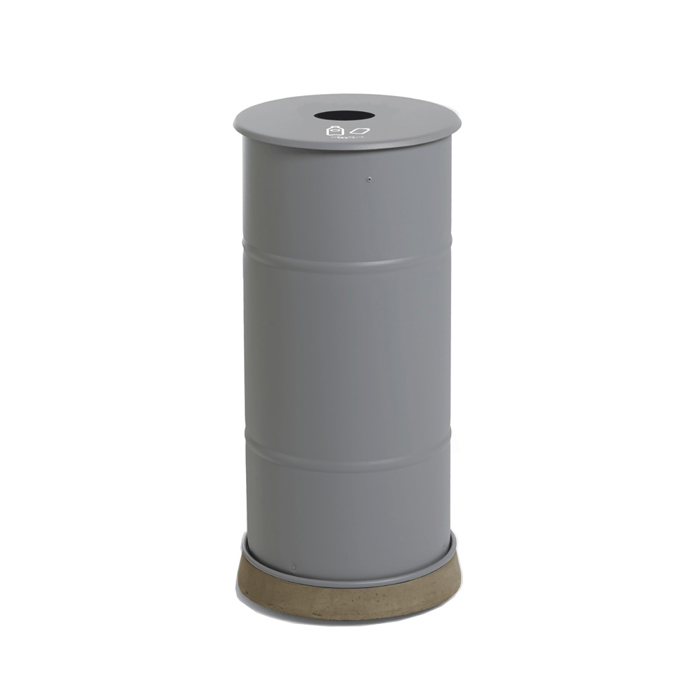 Prima_office_BROOKLYN_BIN_WITH_CONCRETE_BASE_BB1G-CZ_harmaa_kierrätysastia_roskakori_betonijalustalla_01 - Edella Prima Office Brooklyn Bin Single kierrätysastia betonijalustalla harmaa