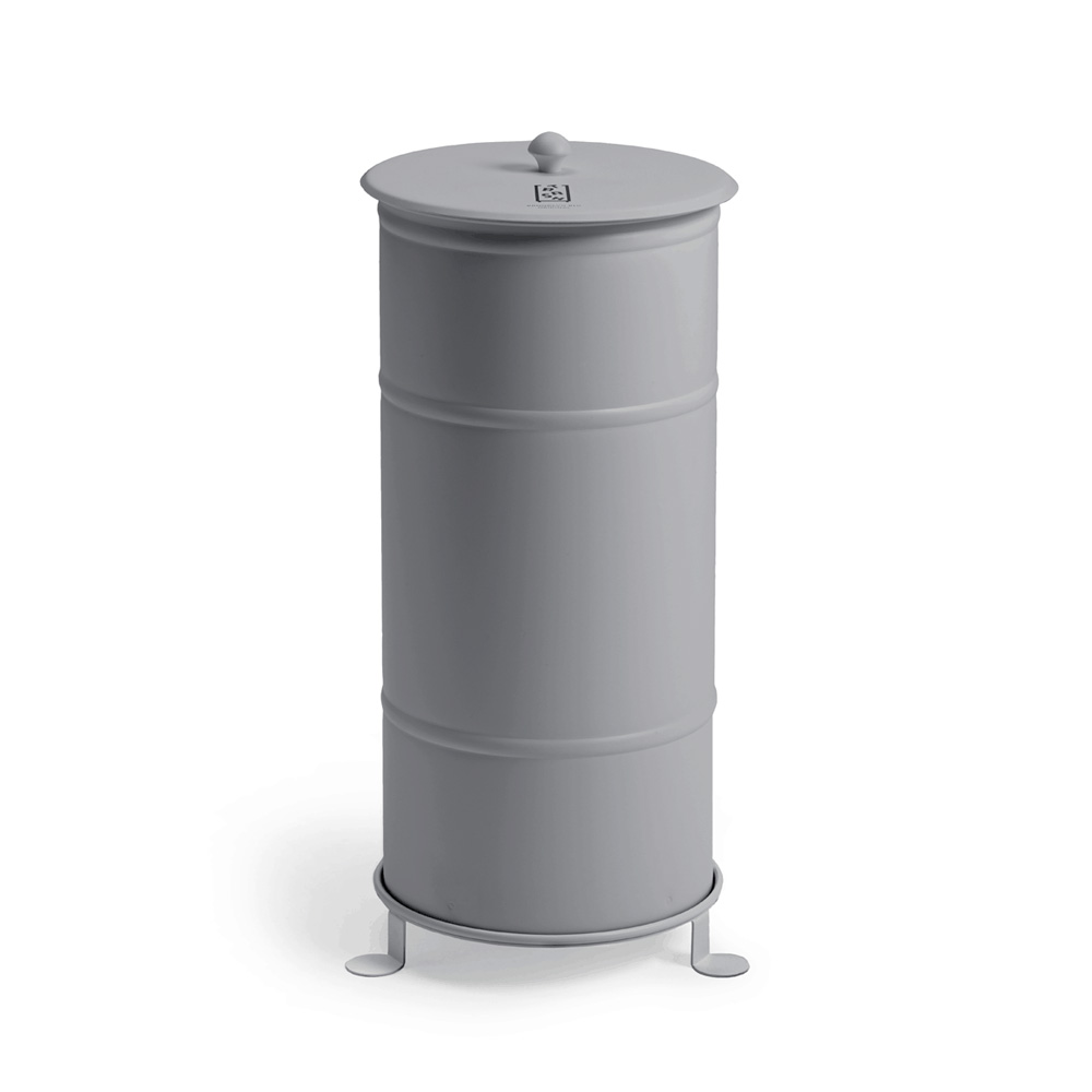Prima_office_BROOKLYN_BIN_WITH_FEET_BB1G-FZ_matt_grey_harmaa_kierrätysastia_roskakori_01 - Edella Prima Office Brooklyn Bin Single kierrätysastia jaloilla harmaa