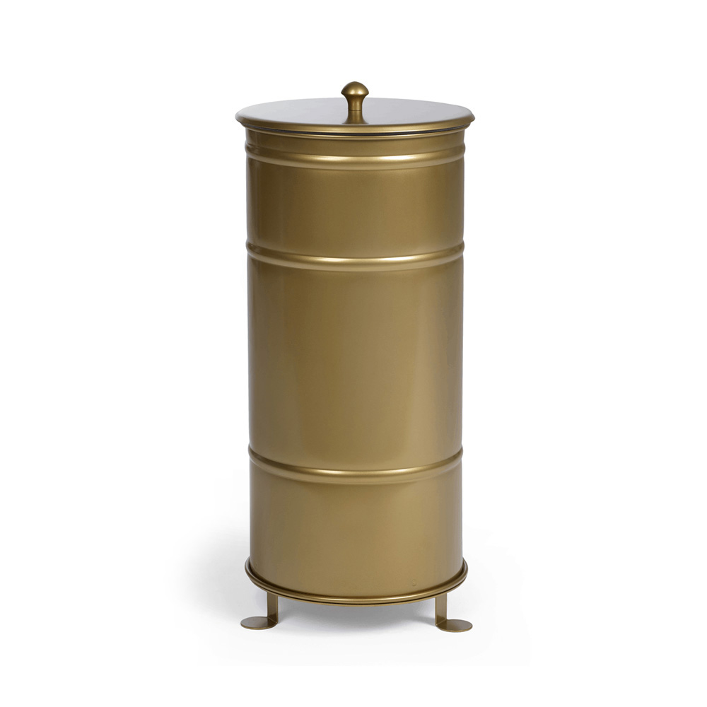 Prima_office_BROOKLYN_BIN_WITH_FEET_BB1GOLD_kultainen_kierrätysastia_roskakori_01-1 - Edella Prima Office Brooklyn Bin Single kierrätysastia jaloilla kultainen