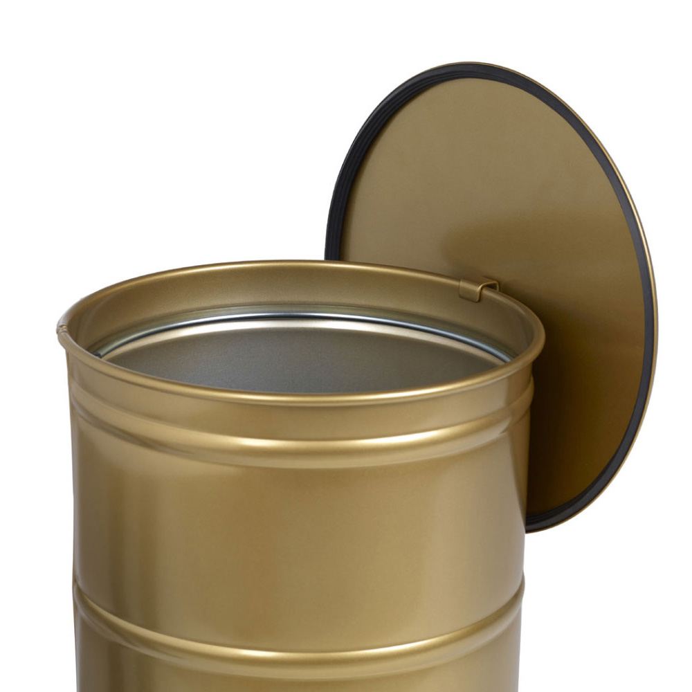 Prima_office_BROOKLYN_BIN_WITH_FEET_BB1GOLD_kultainen_kierrätysastia_roskakori_04 - Edella Prima Office Brooklyn Bin Single kierrätysastia jaloilla valkoinen