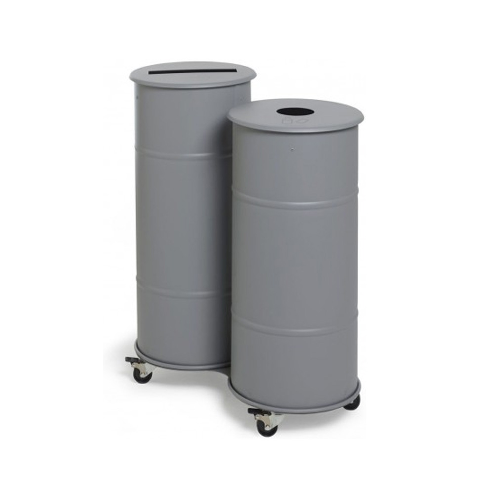Prima_office_BROOKLYN_BIN_WITH_WHEELS_Twin_grey_kierrätysastia_roskakori_pyörillä_liikuteltava_01 - Edella Prima Office Brooklyn Bin Twin kierrätysastia harmaa