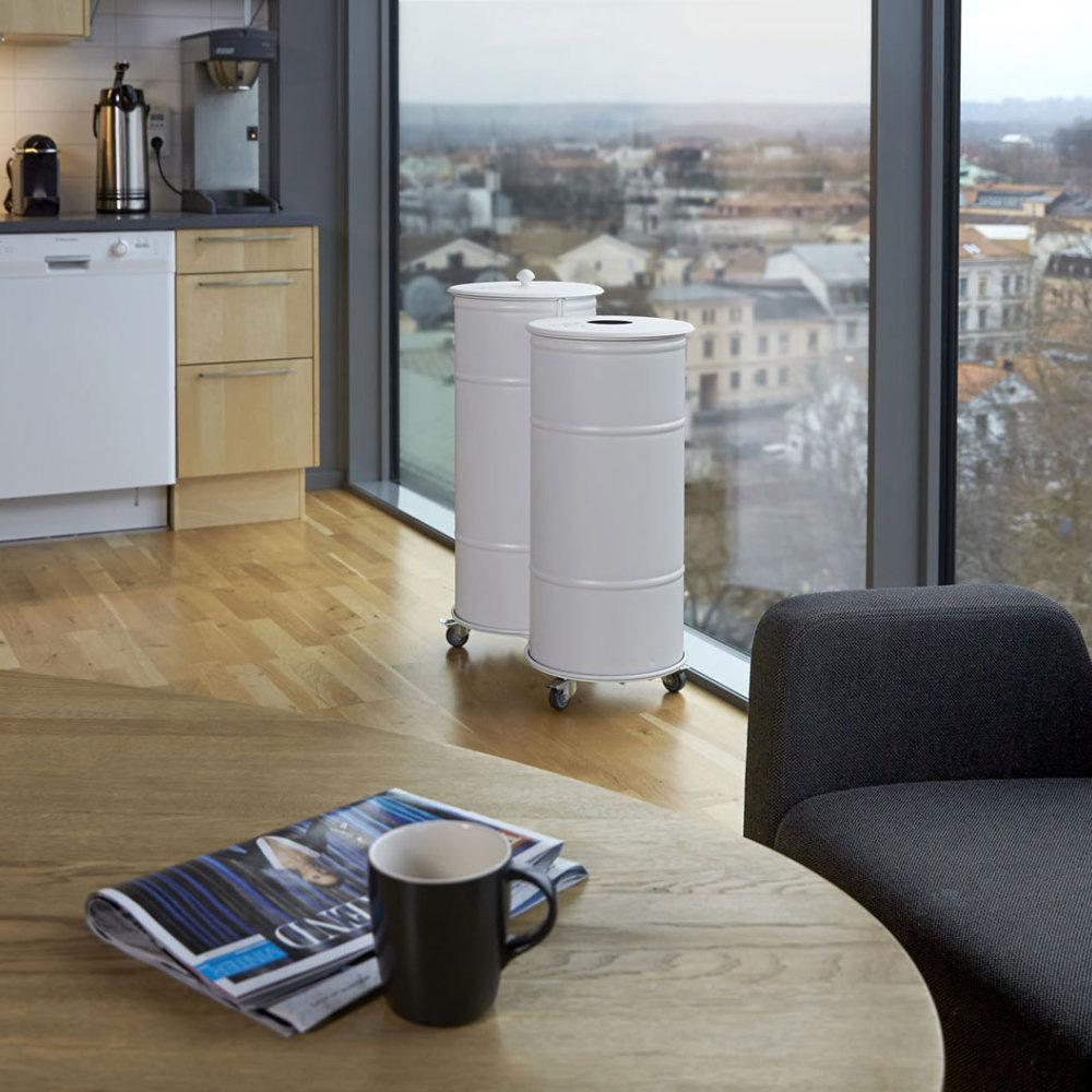 Prima_office_BROOKLYN_BIN_WITH_WHEELS_Twin_white_kierrätysastia_roskakori_pyörillä_liikuteltava_02 - Edella Prima Office Brooklyn Bin Twin kierrätysastia musta
