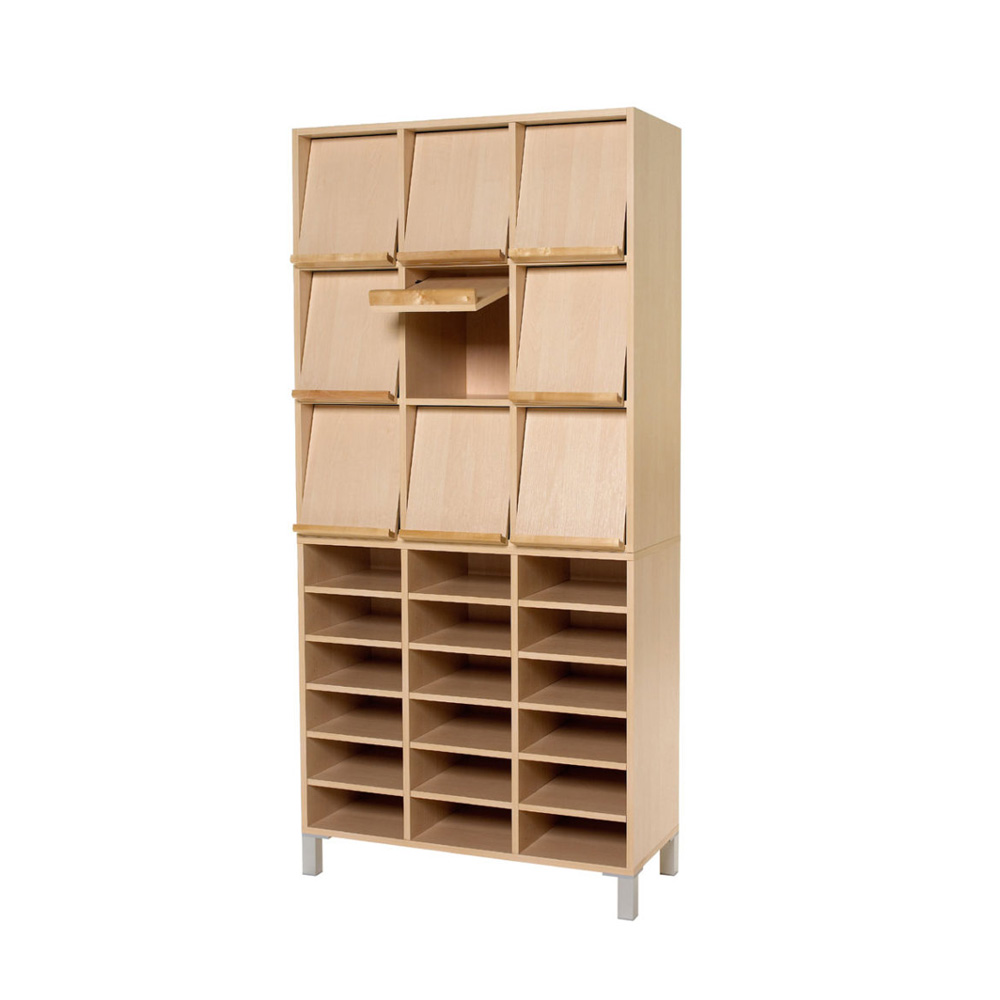 Prima_office_Baseline_Combo_koivu_birch_postitushylly_lomakehylly_lajitteluhylly_esitekaappi_lehtikaappi_kirjastoon_toimistoon_02 - Edella Prima Office Baseline Combo lehtikaappi postitushyllyllä