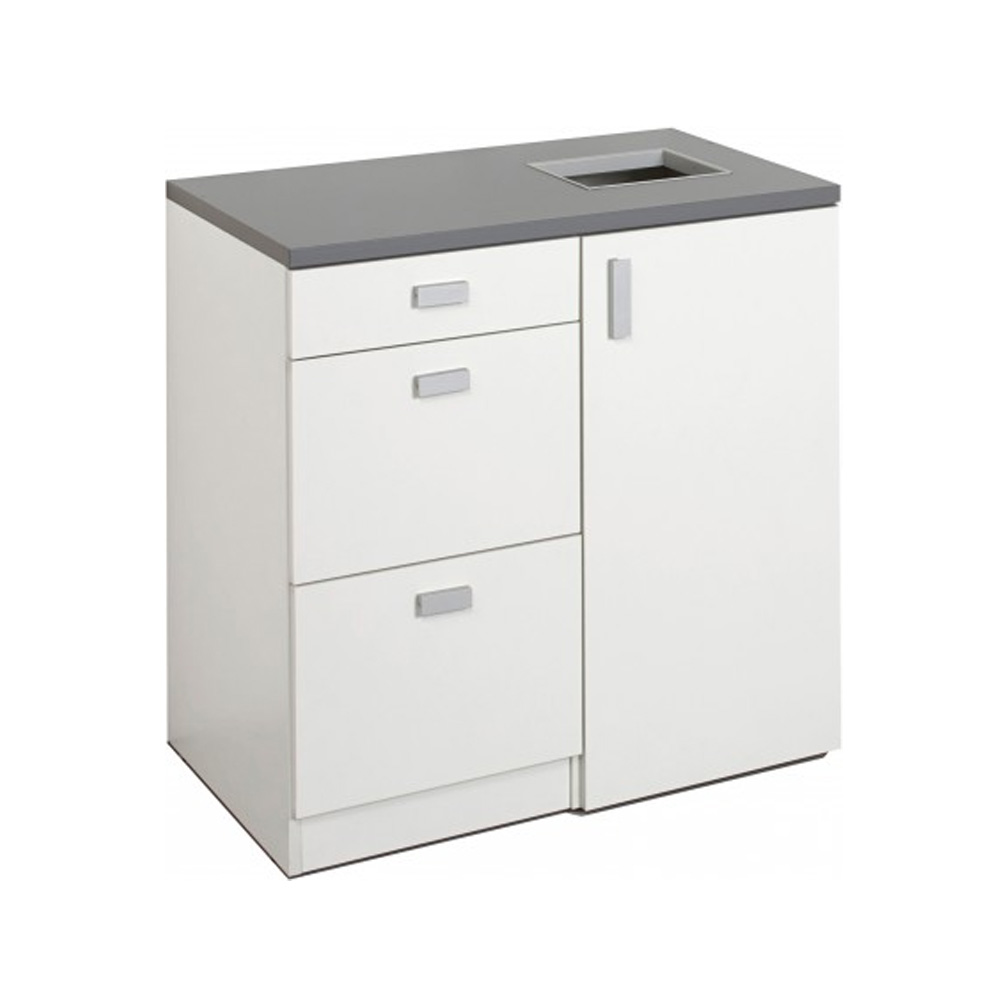 Prima_office_HUB_RECYCLING_CABINET_900_White_valkoinen_kierrätyskaappi_laatikoilla_01 - Edella Prima Office Hub Recycling 900 kierrätyskaappi