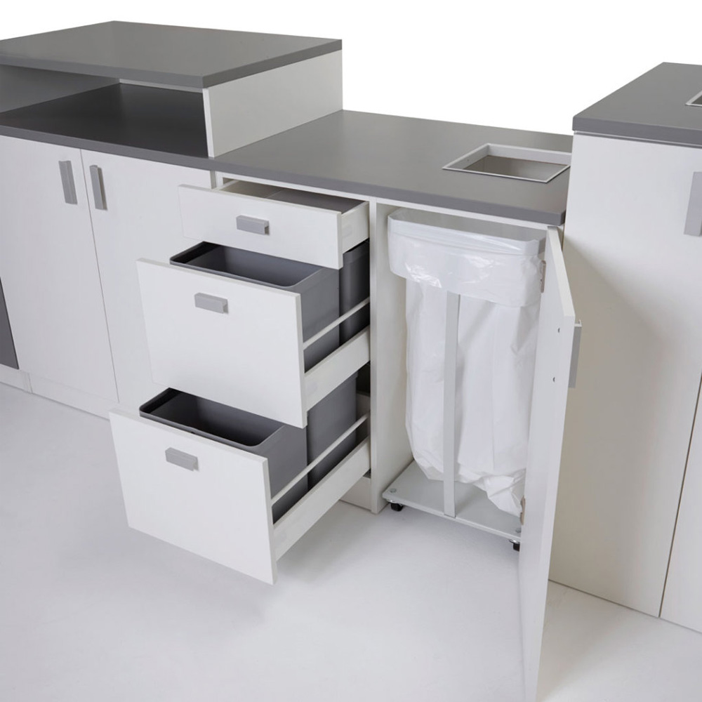 Prima_office_HUB_RECYCLING_CABINET_900_White_valkoinen_kierrätyskaappi_laatikoilla_02 - Edella Prima Office Hub Recycling 900 kierrätyskaappi