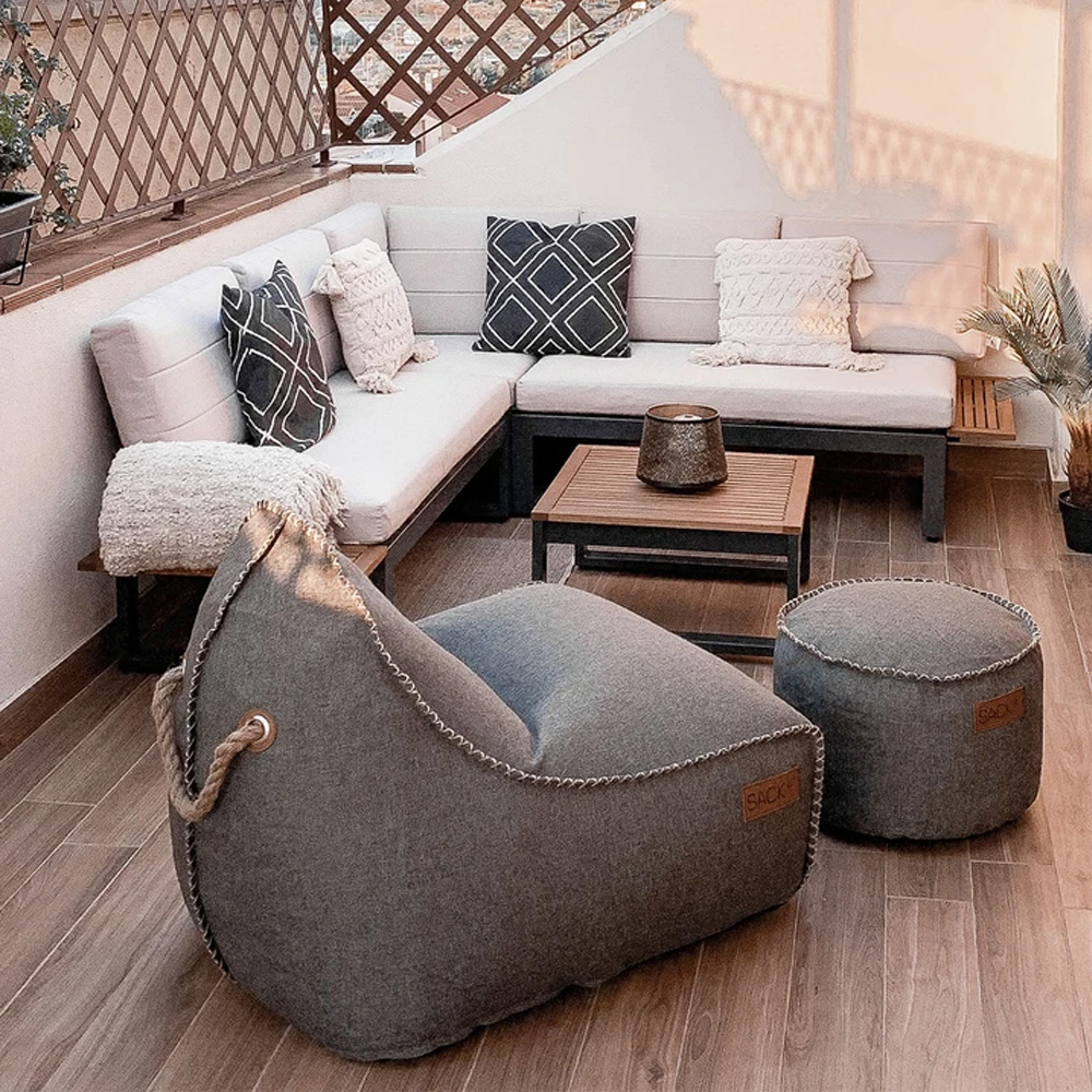 Sackit_Cobana_Lounge_Chair_Light_Grey_säkkituoli_säkkinojatuoli_sisäkäyttöön_ulkokäyttöön_02 - Edella SACKit Cobana Lounge säkkituoli