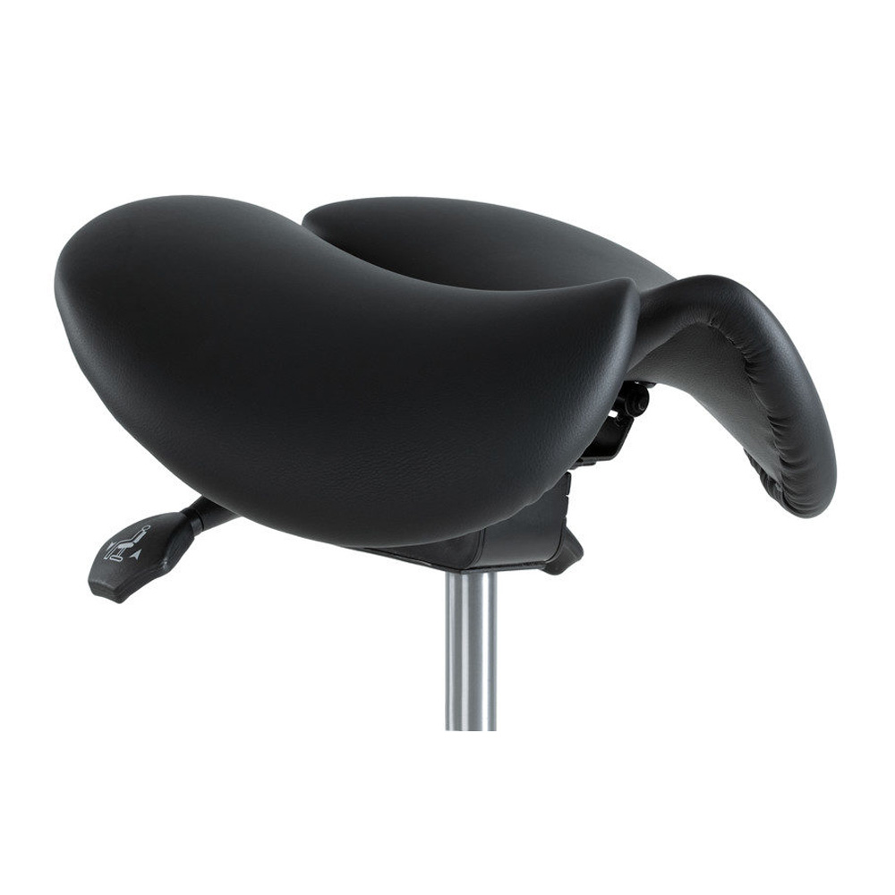 Saddle_3_satulatuoli_ergonominen_satulatuoli_kaksiosainen_leveydensäädöllä_kaltevuudensäädöllä_satulaistuin_keinonahkaa_jalkaristikko_kromattu_02 - Edella Toplux Saddle 3 satulatuoli