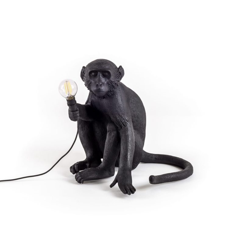 Seletti The Monkey Lamp Black Sitting Version pöytävalaisin / lattiavalaisin
