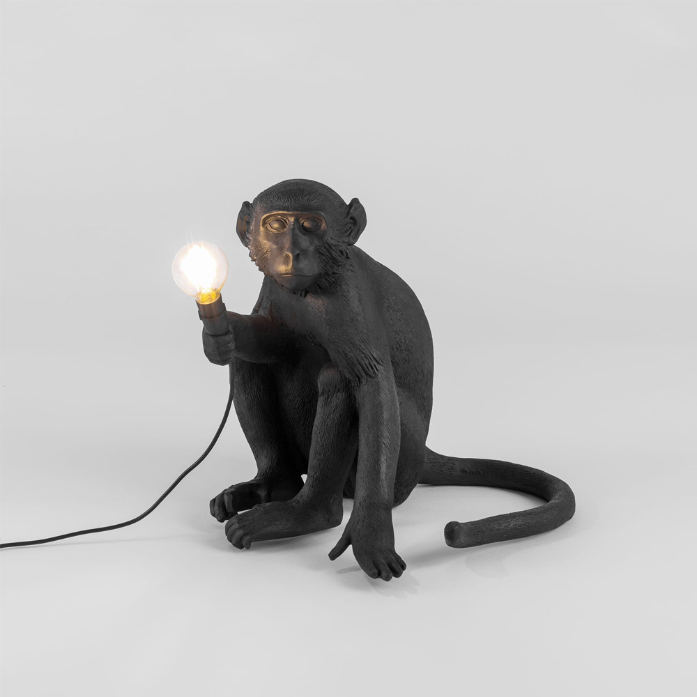 Seletti The Monkey Lamp Black Sitting Version pöytävalaisin / lattiavalaisin