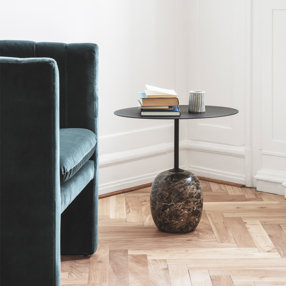 &Tradition_LATO_TABLE_LN9_sohvapöytä_sivupöytä_apupöytä_marmorijalka_teräskansi_07 - Edella &Tradition Lato LN9 Warm Black powder coated steel top with Emparador marble base