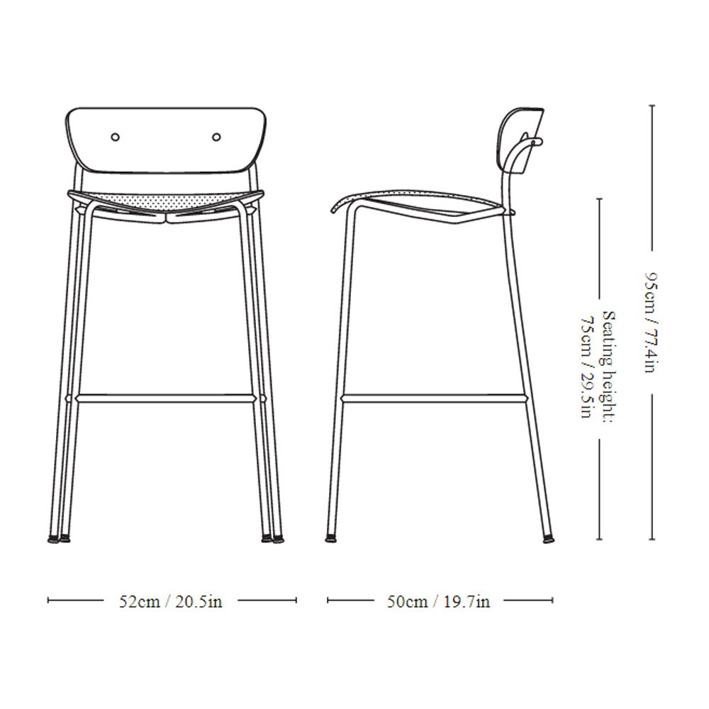 &Tradition_PAVILION_BAR_STOOL_AV10_korkea_baarituoli_teräsjalat_putkijalat_istuinpehmusteella_02 - Edella &Tradition Pavilion Barstoolr AV10 korkea baarituoli