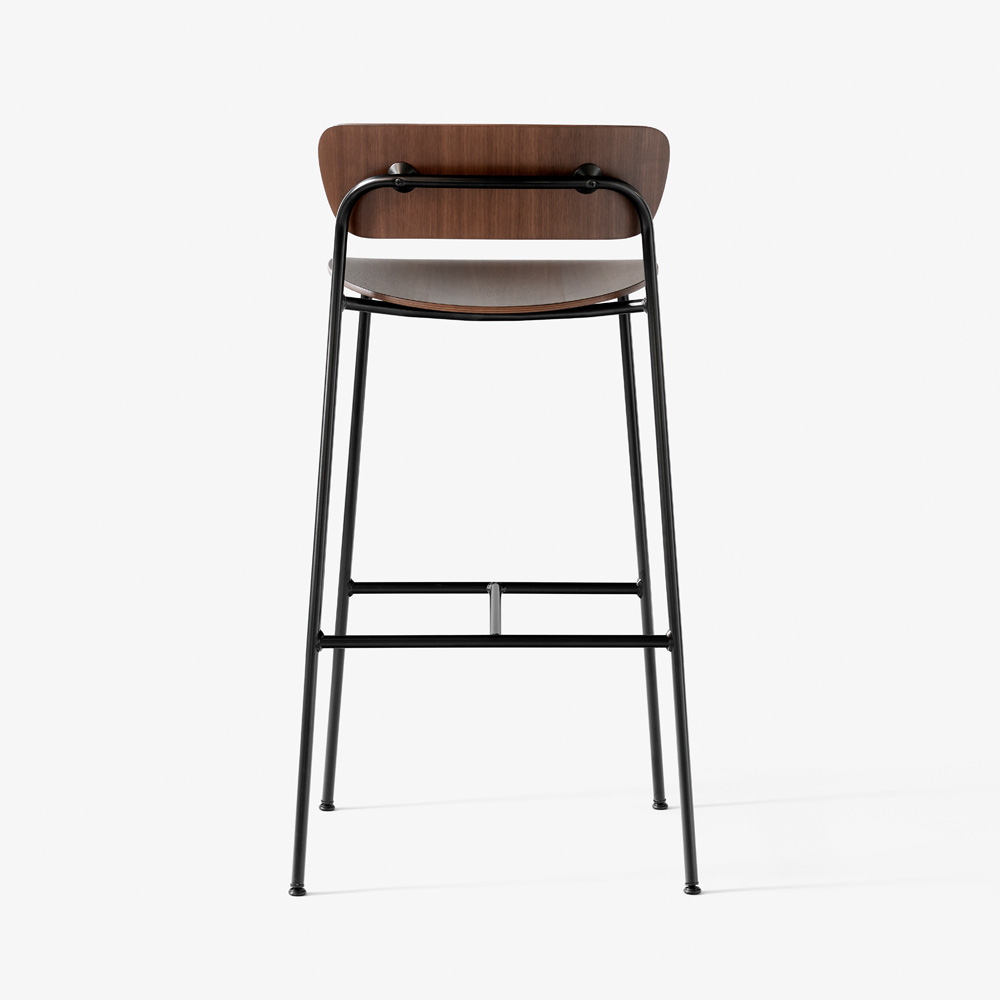 &Tradition_PAVILION_BAR_STOOL_AV9_korkea_baarituoli_teräsjalat_putkijalat_puuistuimella_03 - Edella &Tradition Pavilion Barstoolr AV9 korkea baarituoli Lacquered Walnut