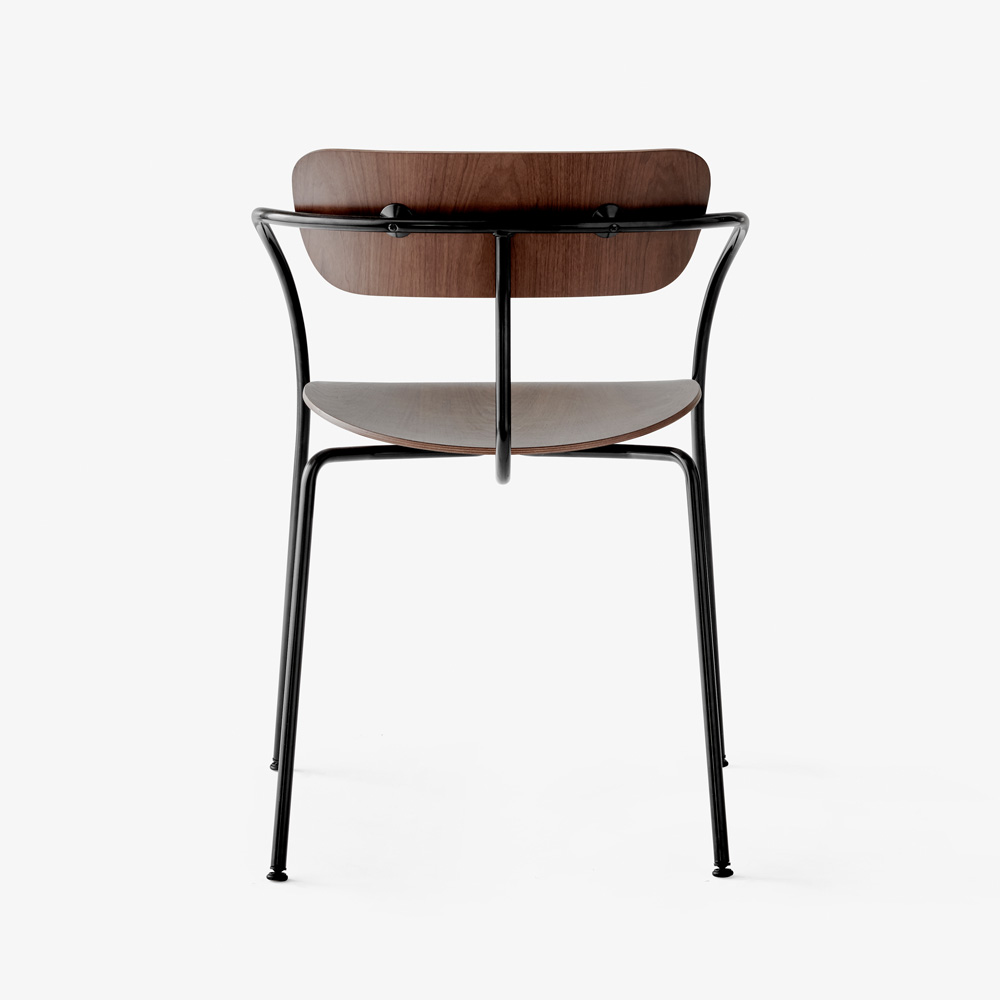 &Tradition_PAVILION_CHAIR_AV2_ravintolatuoli_kahvilatuoli_käsinojallinen_teräsjalat_putkijalat_puuistuin_03 - Edella &Tradition Pavilion Chair AV2 Lacquered Walnut